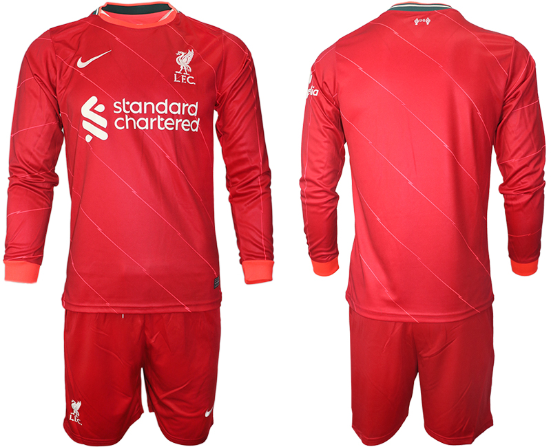 Men 2021-2022 Club Liverpool home red Long Sleeve blank Soccer Jersey->customized soccer jersey->Custom Jersey